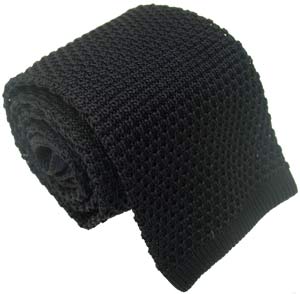 Black Silk Knitted Tie by Michelsons