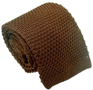 Brown Silk Knitted Tie by Michelsons