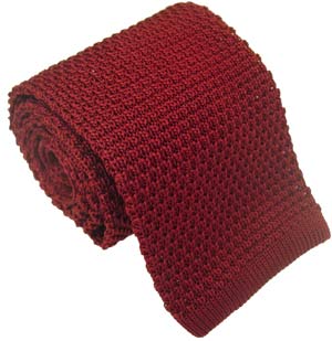 Burgundy Silk Knitted Tie by Michelsons