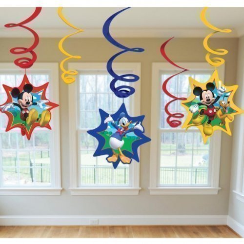 Mickey & Minnie Mouse Mickey Mouse Party Hanging Swirl Decorations x 6
