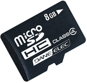 SD High Capacity (MICROSD-HC) Memory Card - 8GB Class 4 (118x) - Dane-Elec