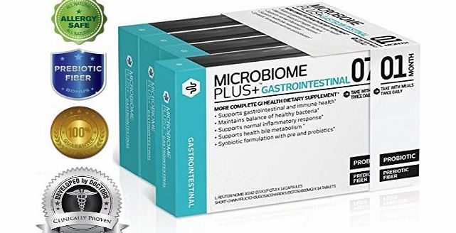 Microbiome Plus  GI - Ultimate Probiotic and Prebiotic Supplement Clinically Proven and Developed by Doctors - Best for Digestive and Intestinal Health - Boost Immune and Helps Weight Loss - Advanced