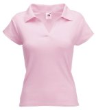 Fruit of the Loom lady fit rib polo shirt Light pink S - size 10