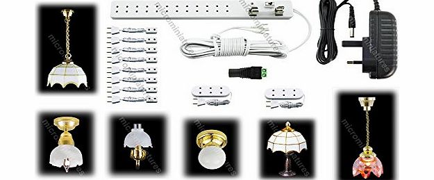 MicroMiniatures Dolls House Lighting and Connectors Starter Kit with Lights amp; 2 amp Power Supply (Transformer) Ready for 40 Dolls hose Type Bulbs MM-100-051