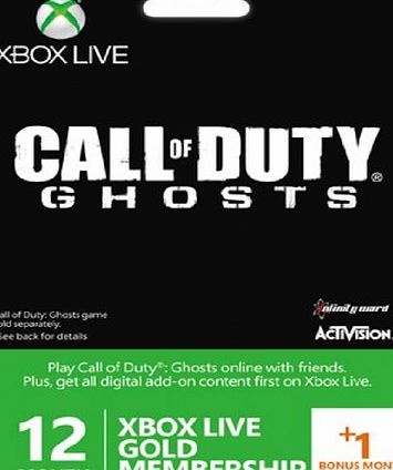 Microsoft Xbox Live Gold 12-Month Membership Card with 1 Bonus Month - Call of Duty Ghosts Branded (Xbox One/3