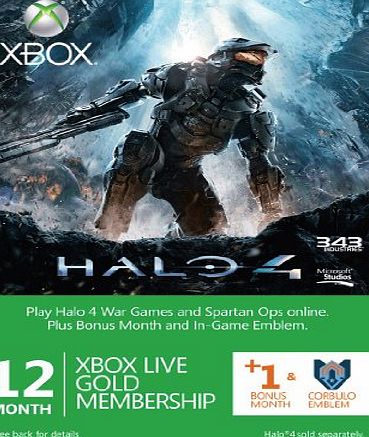 Microsoft Xbox LIVE Gold 12-Month Membership Card with 1 Bonus Month - Halo 4 branded (Xbox 360)