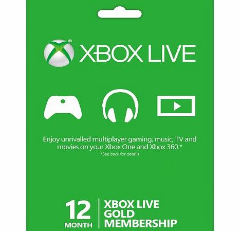 Microsoft Xbox Live Gold 12 Month Membership Card (Xbox One/360)