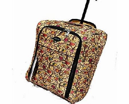 MID Hand Luggage 50x40x20 Wheeled Owl Lightweight Cabin Easyjet Trolley Bag Case - Pattern/Print: Yellow Owl