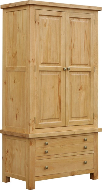 Pine Gents Wardrobe with 2 Drawers
