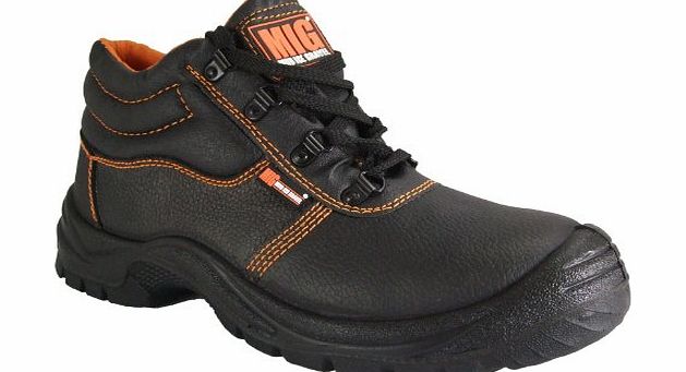 MIG - MUD ICE GRAVEL Mens Black Steel Toe Cap Safety Work Boots Sizes 6 to 11 UK (10 UK MENS)