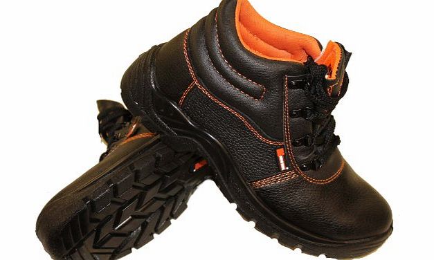 MIG MUD ICE GRAVEL Mens Black Steel Toe amp; Steel Midsole Leather Safety Work Boots S1 UK Sizes 7 to 12
