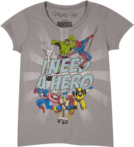 Mighty Fine Ladies Marvel I Need A Hero T-Shirt from Mighty