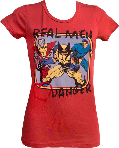 Mighty Fine Real Men Love Danger Ladies Marvel T-Shirt from Mighty Fine