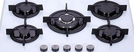 Millar  GH7051PW White 70cm Built-in 5 Burner Gas on Glass Hob / Cooker / Cooktop with FFD