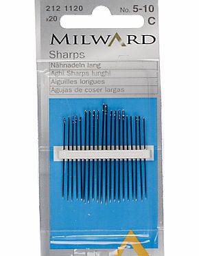 Milward Sharps Sewing Needles, Sizes 5-10, Pack