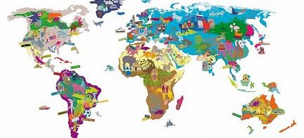 World Map Sticker `One size