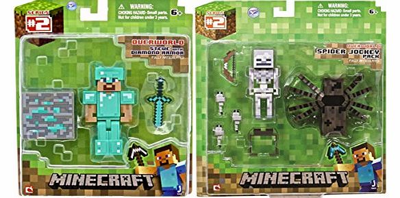 Minecraft Diamond Steve And Spider Jockey Twin Pack Action Figures Toys