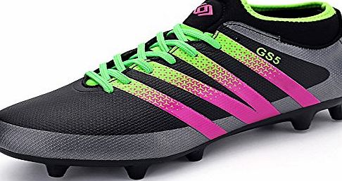 MINGBIN Boys Football Boots AG Spike Microfiber Cleats Teenagers Profession Athletics Ultralight Medium cut (2.5UK / 35EU / 22.5cm, Black)