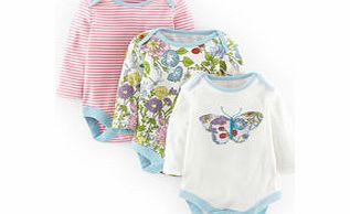 Mini Boden 3 Pack Bodies Gift Set, Hedgerow/Butterfly,Ecru