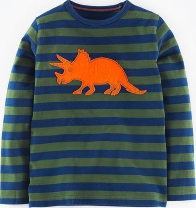 Mini Boden, 1669[^]34963769 Animal Applique T-shirt Green/Techno Orange