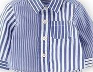 Mini Boden Baby Laundered Shirt, Reef/Ecru Stripe 34583740
