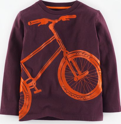 Mini Boden, 1669[^]34961888 Big Print T-shirt Aubergine/Techno Orange Bike