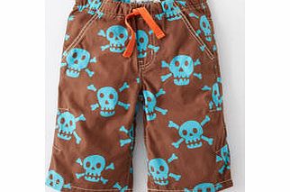 Mini Boden Board Shorts, Nut/Pool Skulls,Sail Blue