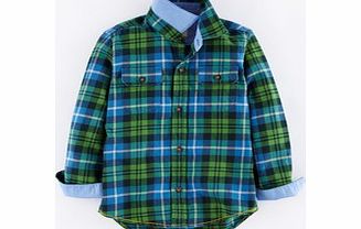 Mini Boden Brushed Check Shirt, Green Check,Khaki Check,Red