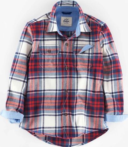 Mini Boden, 1669[^]34933945 Brushed Check Shirt Navy/Red Check Mini Boden,