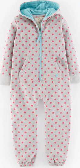 Mini Boden Cosy All-in-one Grey Marl/Sweetheart Pink Spot