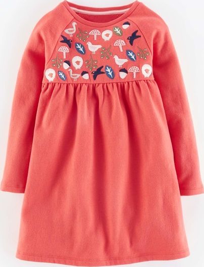 Mini Boden, 1669[^]35123470 Cosy Embroidered Dress Washed Red Mini Boden,