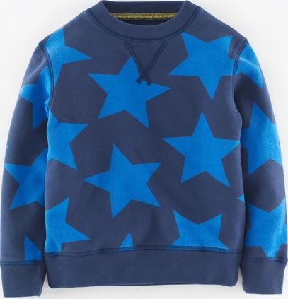 Mini Boden, 1669[^]35137447 Cosy Superstar Sweatshirt Storm/Cobalt Superstar