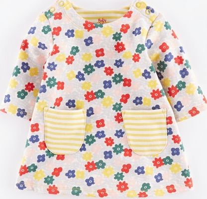 Mini Boden Cosy Sweatshirt Baby Dress Multi Flower Stamp