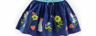 Mini Boden Decorative Skirt, Soft Navy Garden,Light Grey