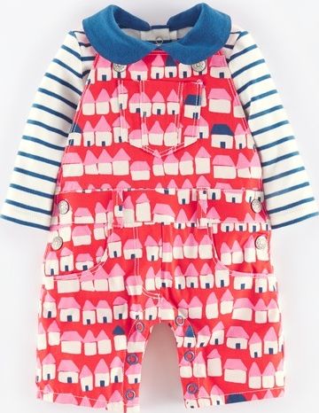 Mini Boden, 1669[^]35109180 Dungaree and Collar Body Set Washed Red