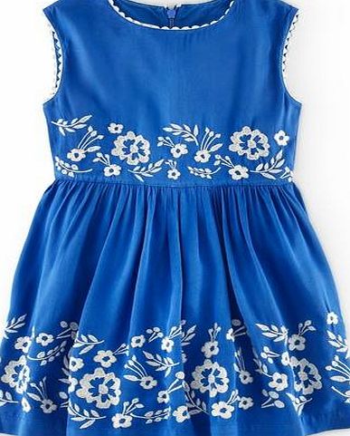 Mini Boden Embroidered Dress Polka Blue Flowers Mini Boden,