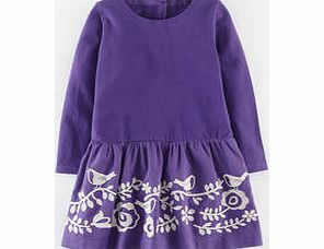 Mini Boden Embroidered Folk Dress, Violet 34298919