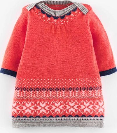 Mini Boden Fair Isle Knitted Dress Washed Red Mini Boden,