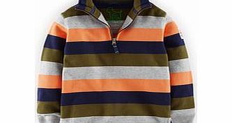 Mini Boden Half Zip Sweatshirt, Multi Stripe,Navy