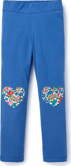 Mini Boden Heart Patch Leggings Washed Bluebell/Multi