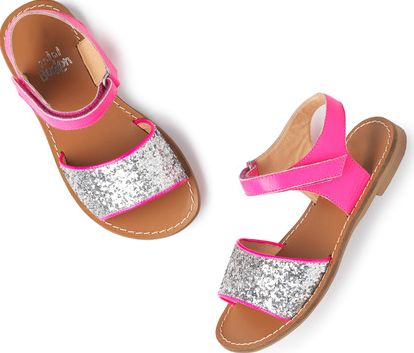 Mini Boden, 1669[^]34593343 Holiday Sandals Festival Pink/Silver Glitter
