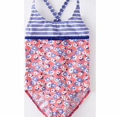 Mini Boden Hotchpotch Swimsuit, Soft Blue Summer