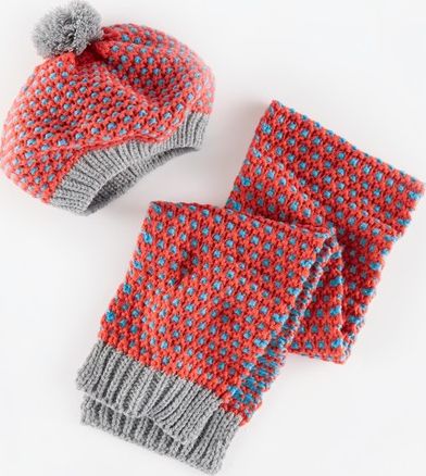 Mini Boden, 1669[^]34949107 Knitted Beret and Scarf Set Washed Red/Vintage