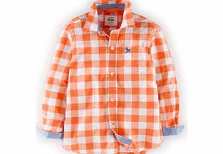 Mini Boden Laundered Shirt, Orange Gingham,Yellow Multi