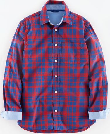 Mini Boden Laundered Shirt Red/Reef Check Mini Boden,