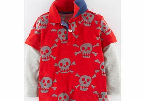 Mini Boden Layered Polo, Fire Red Skulls 34282210