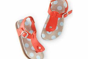 Mini Boden Leather Cork Sandals, Hot Coral,Silver