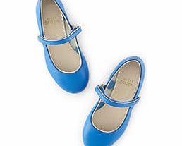 Mini Boden Leather Mary Janes, Polka Blue,Pear,Silver