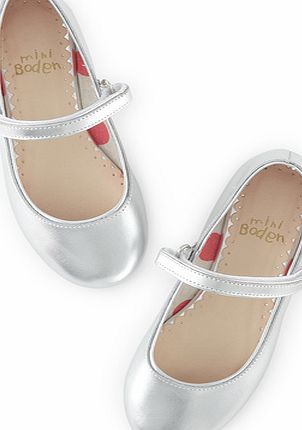 Mini Boden Leather Mary Janes, Silver 34523183