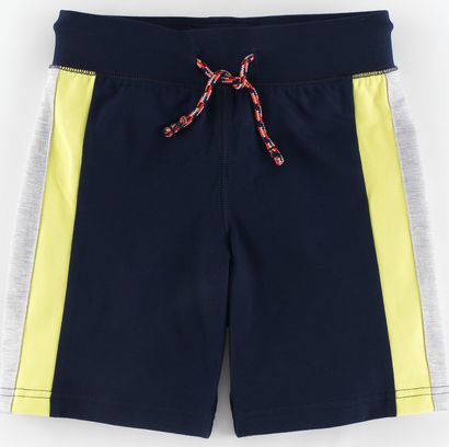 Mini Boden Panelled Athletic Shorts Midnight/Acid Yellow